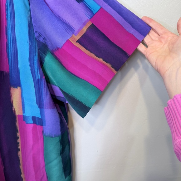 A Personal Touch | VTG Plus Size Multicolor Watercolor Pattern Button Blouse Top - Picture 10 of 16